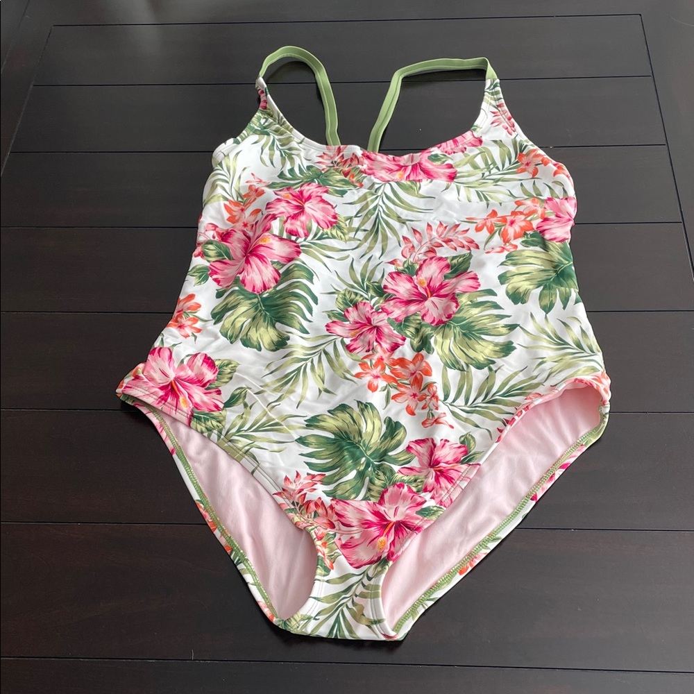 Hurley Women's Floral One Piece - Pink and Green